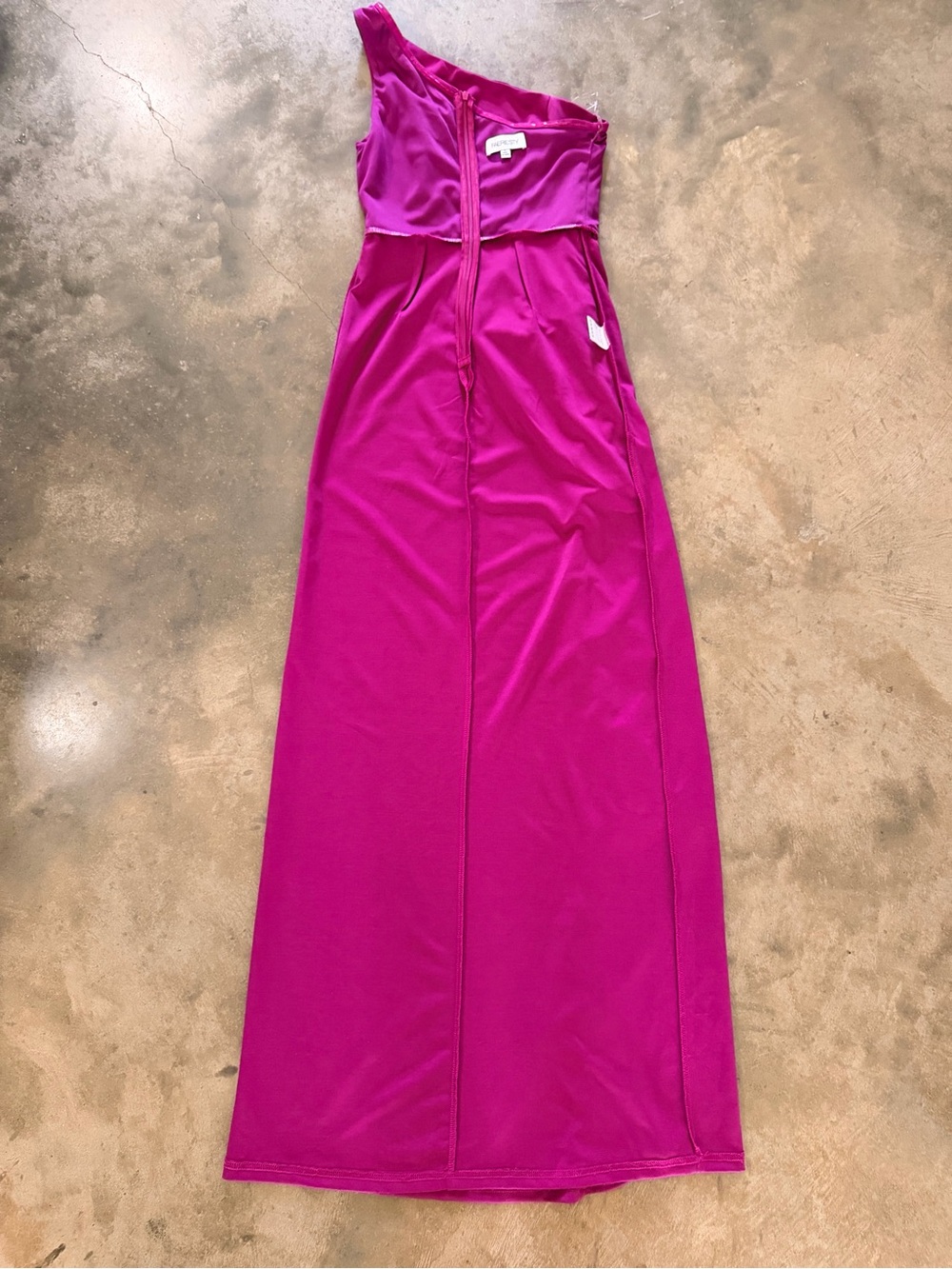 Faeriesty Magenta One Shoulder Ruffle Maxi Dress Size Small - Picture 11 of 16